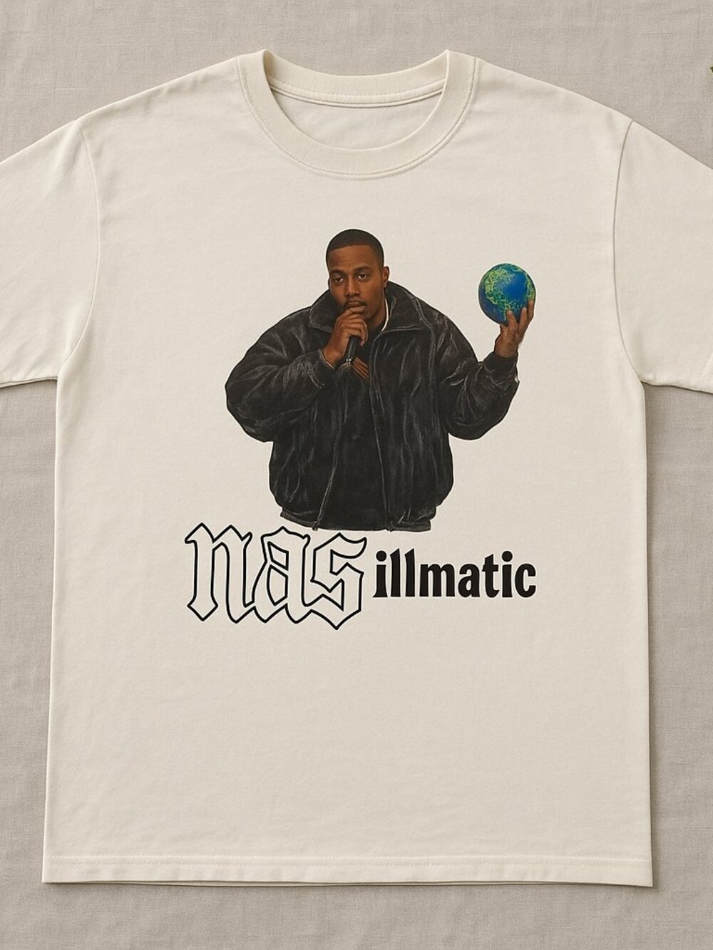 Nas Illmatic Graphic T-Shirt White Hip Hop Rap Music Streetwear Tee